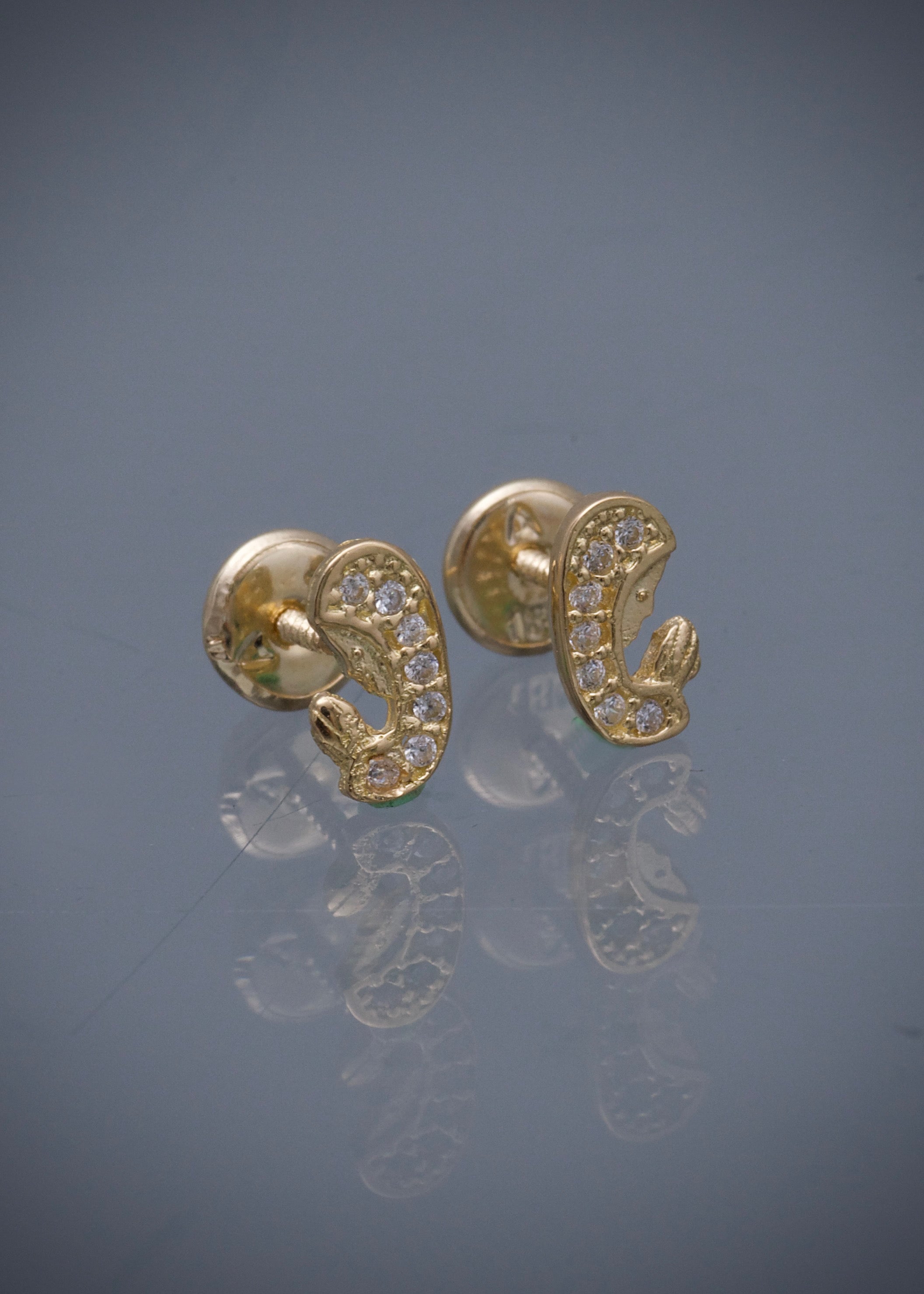 Topos virgen maria con swarovski blanco 0.9gr /  0.77cm / Oro Amarillo Nac