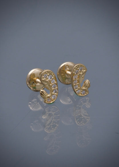Topos virgen maria con swarovski blanco 0.9gr /  0.77cm / Oro Amarillo Nac