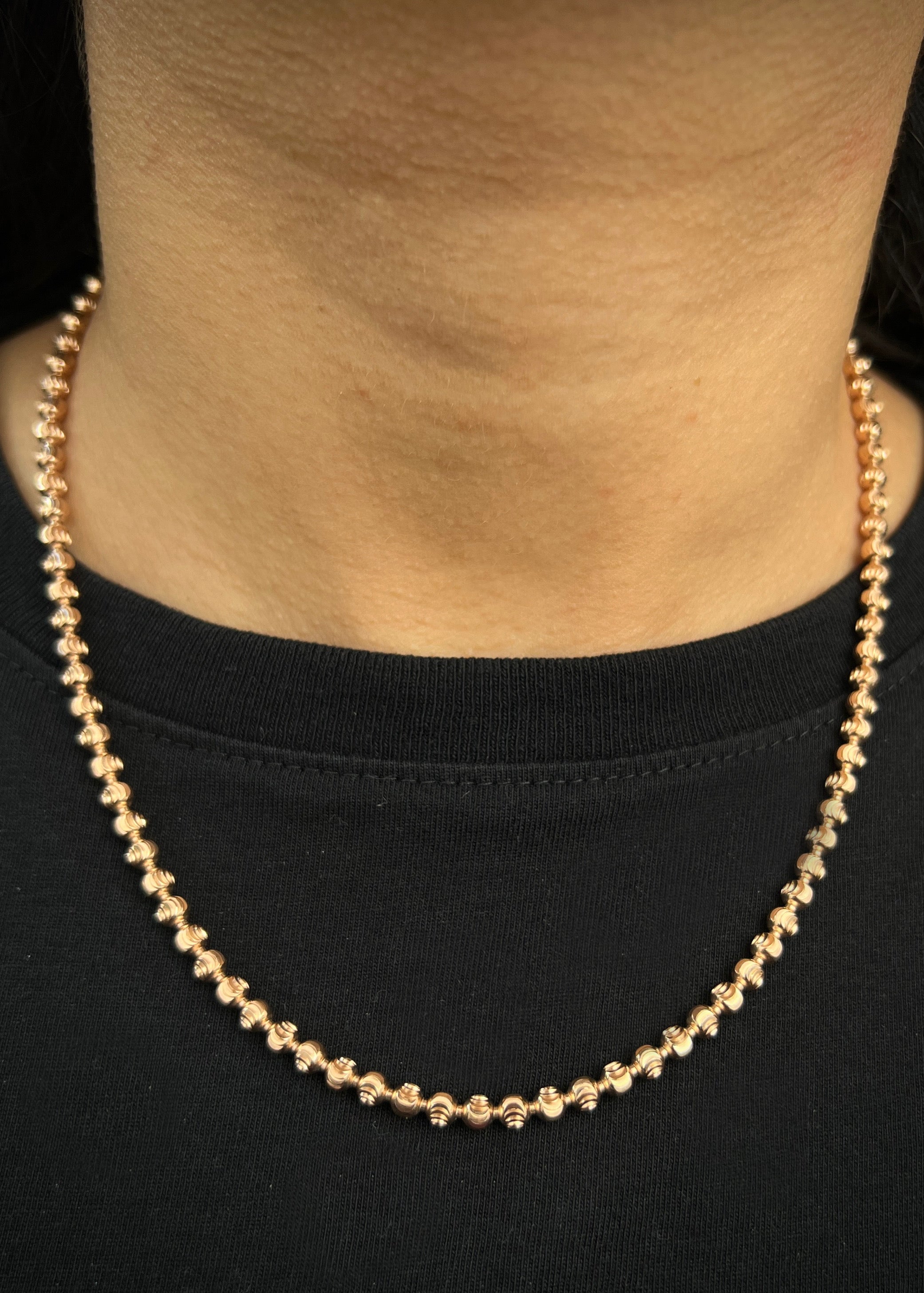 Cadena Militar Diamantada 19.25gr / 45cm / 4mm — Oro Rosado