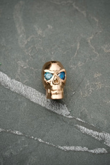 Herraje De Calavera Con Diamantes Azules 17Pts 3.8gr / Largo 1.1cm / Oro Rosado (Joya) B
