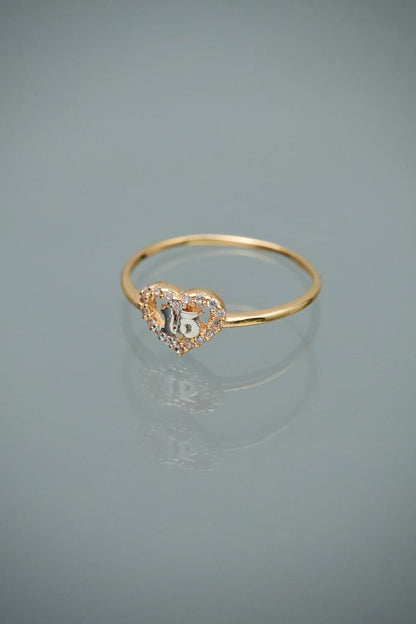 Anillo 15S con swarovski blanco 1.2gr / Talla 7 1/2 — Oro Amarillo