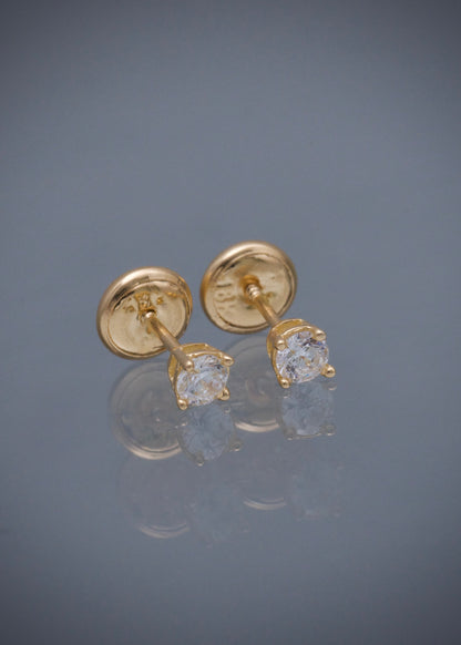 Topos con swarovski blanco 0.6gr / Largo 0.32cm / Oro Amarillo Nac P