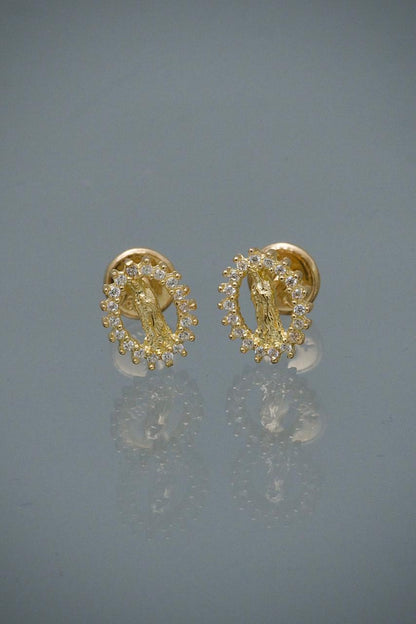 Topos virgen de guadalupe con swarovski blanco 1.1gr / Ancho 0.8cm / Oro Amarillo Nac M