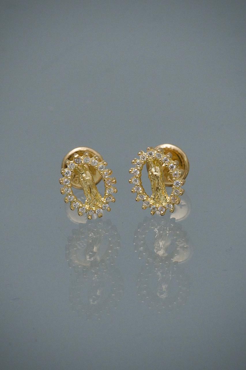 Topos virgen de guadalupe con swarovski blanco 1.1gr / Ancho 0.8cm / Oro Amarillo Nac M