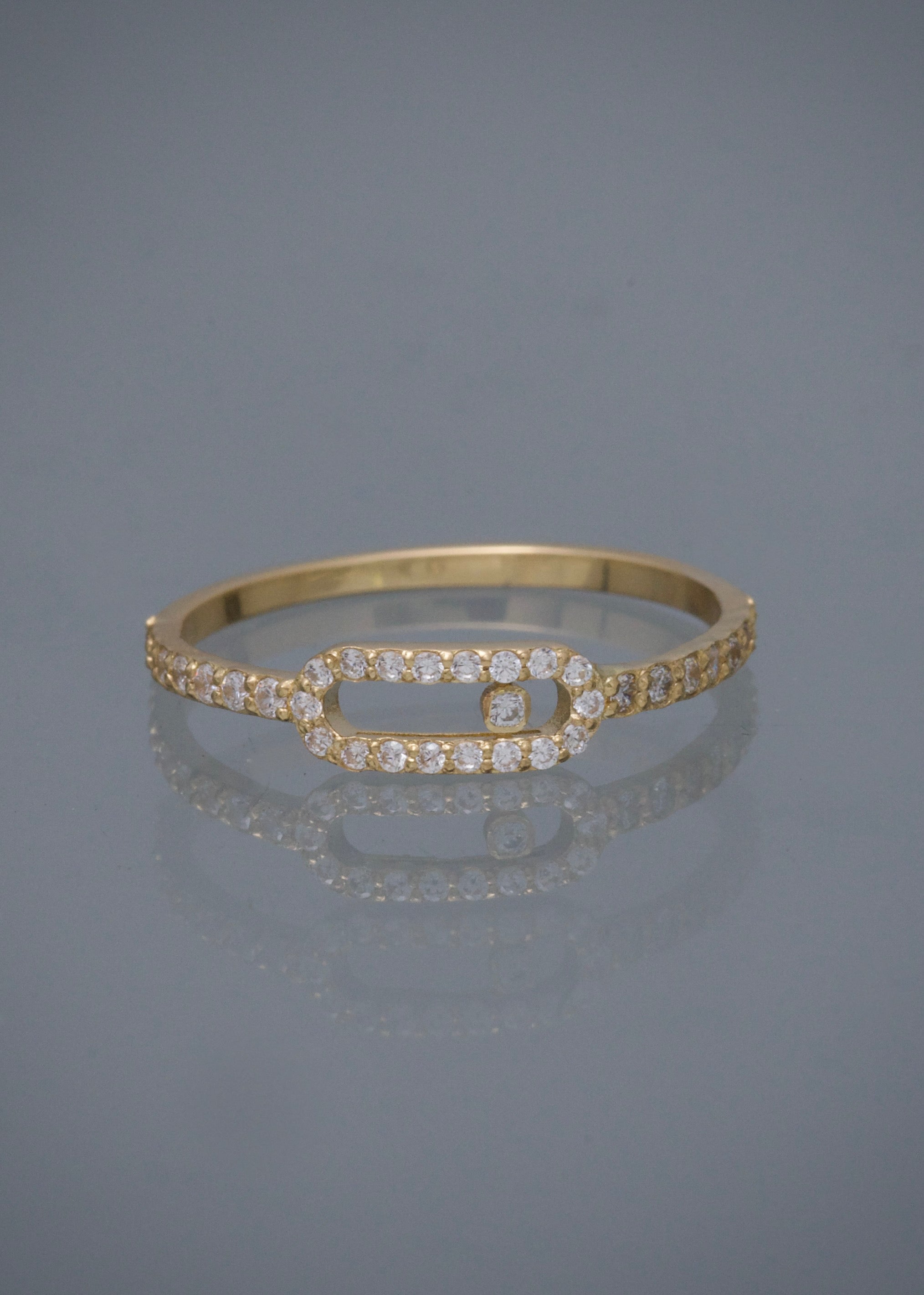 Anillo MK con swarovski blanco 1.4gr / TALLA 7 / Oro Amarillo Nac M