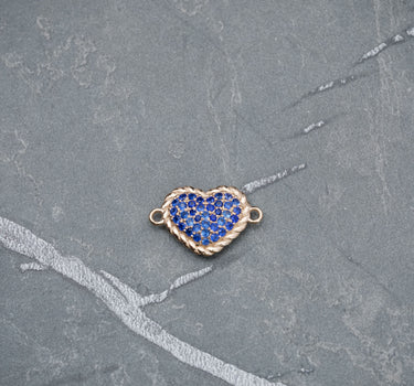 Herraje de corazon con swarovski azul 2.75gr / 2cm / Oro Rosado Nac B