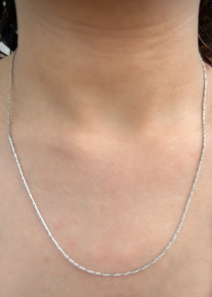 Cadena diamantada 2.1gr / largo 50cm / Oro Blanco italy +3 M