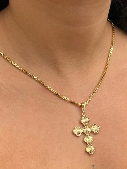 Dije cruz lucky clover diamantada 6.5gr / Largo 5.1cm / Oro Amarillo Nac B