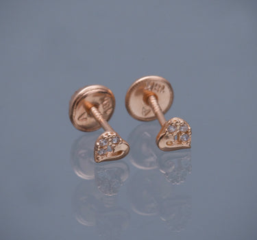 Topos corazon con swarovski blanco 0.55gr / Largo 0.38cm / Oro Rosado Nac M