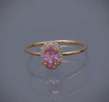 Solitario con swarovski blanco y rosado 1.35gr / TALLA 5 3/4 / Oro Amarillo Nac P