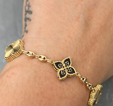 Pulso lucky clover diamantado 9.95gr / Largo 19cm / Oro Amarillo Nac B