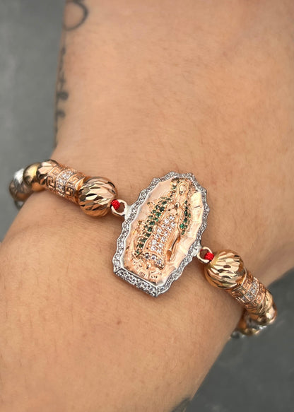 Pulsera en hilo rojo con herraje virgen de guadalupe 8.65gr / Dos Oros (Joya) M
