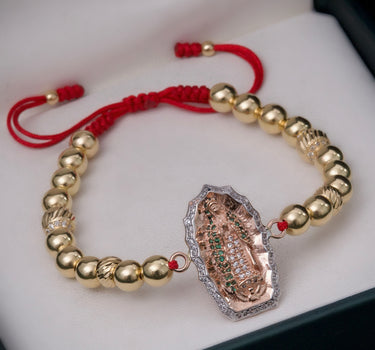 Pulsera en hilo rojo con herraje virgen de guadalupe 10.6gr / Dos Oros (Joya) M