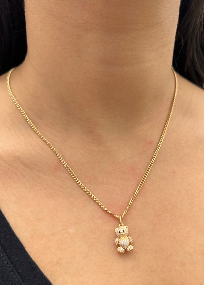 Dije oso articulado con swarovski blanco 2.65gr / Largo 2cm / Oro Amarillo Nac P