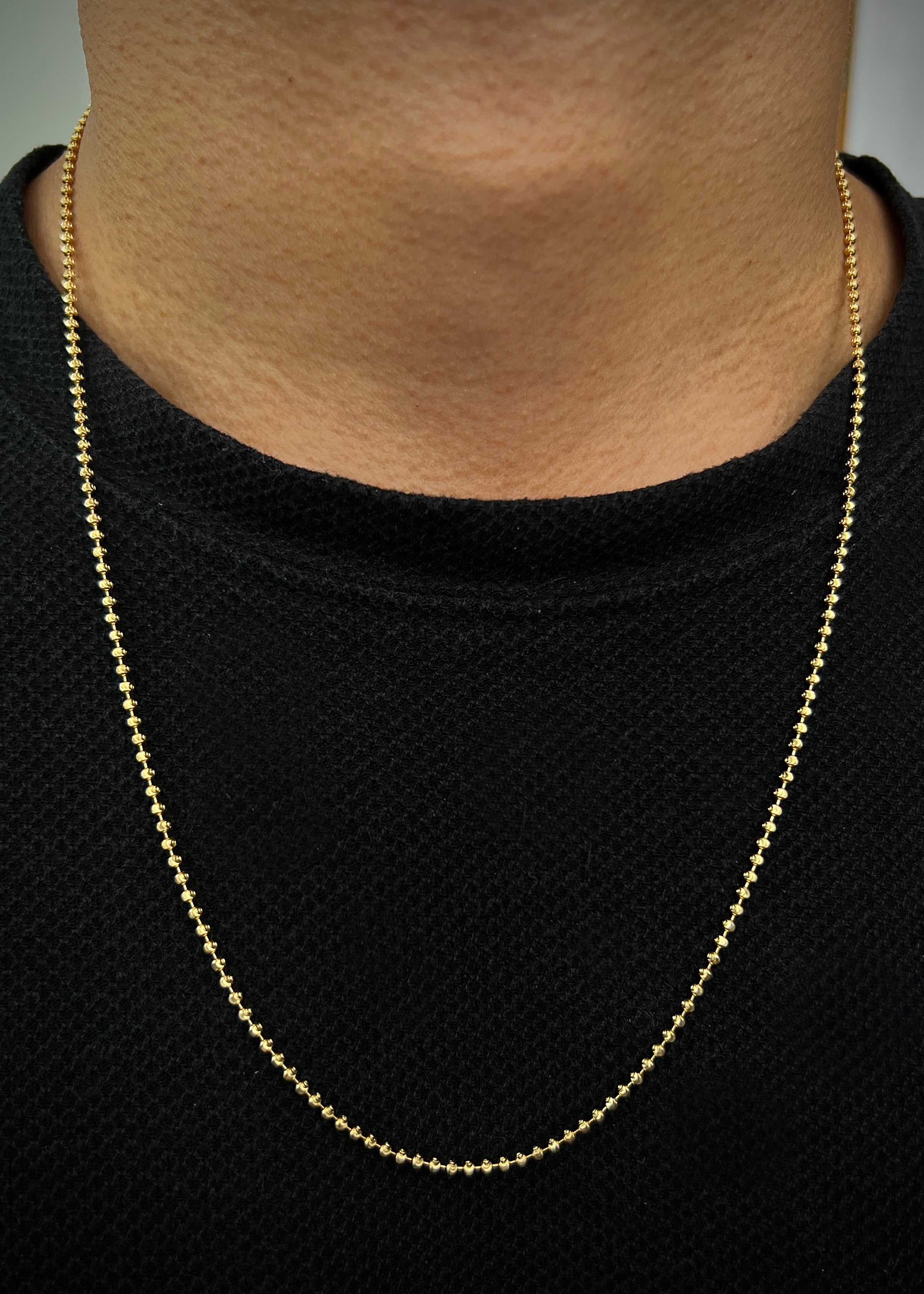 Cadena militar diamantado luna 2mm 7.3gr / Largo 60cm / Oro Amarillo italy +3 B