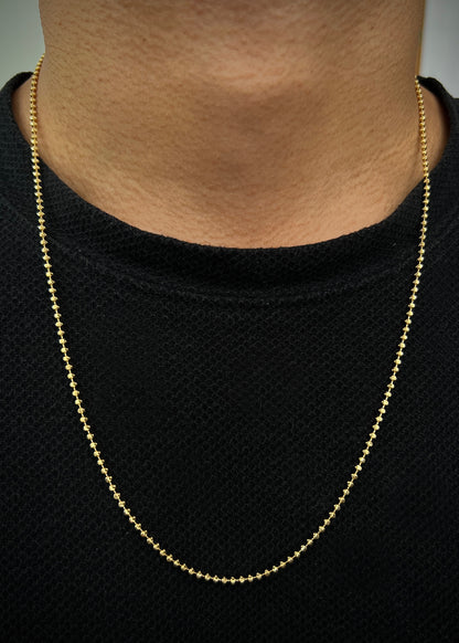 Cadena militar diamantado luna 2mm 7.3gr / Largo 60cm / Oro Amarillo italy +3 B