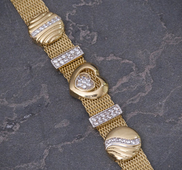 Pulso rustico con swarovski blanco 14gr / Largo 18.5cm / Oro Amarillo italy +2 M