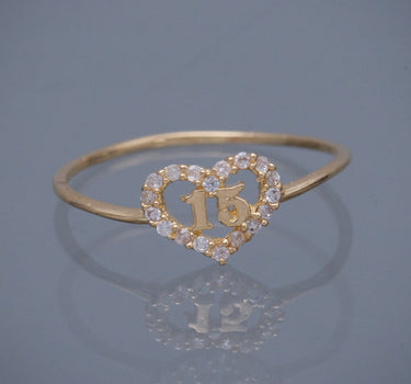 Anillo 15s CON SWAROVSKI BLANCO 0.85gr / TALLA 6 3/4 / Oro Amarillo Nac B