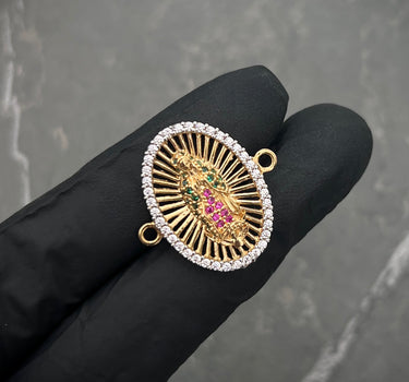 Herraje virgen de guadalupe con swarovski multicolor 3.25gr / Largo 2.3cm / Oro Amarillo Nac B