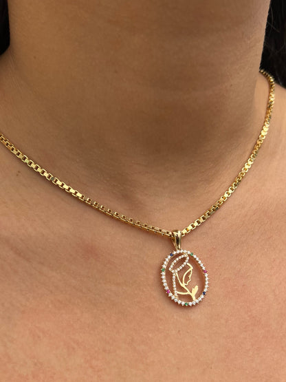 Dije virgen de guadalupe con swarovski multicolor 2.85gr / Largo 3cm / Oro Amarillo Nac P