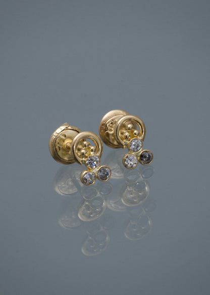 Topos con swarovski blanco 0.8gr / Largo 0.8cm / Oro Amarillo Nac B