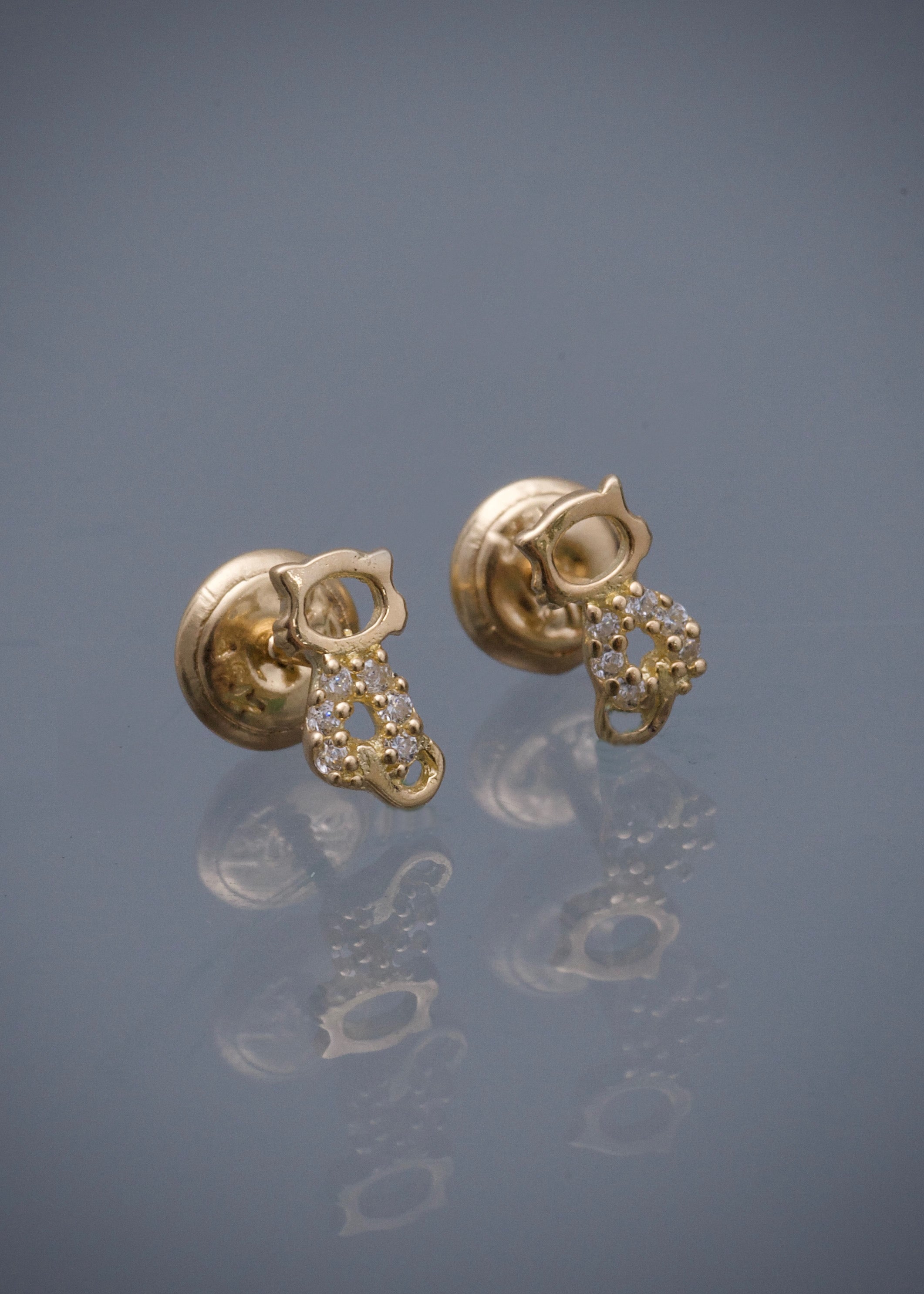 Topos gato con swarovski blanco 0.75gr / Oro Amarillo Nac*
