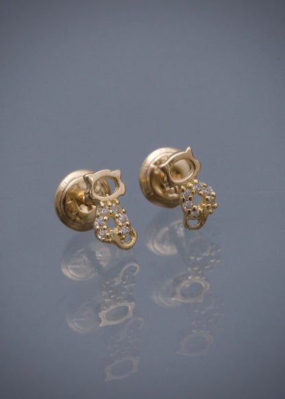Topos gato con swarovski blanco 0.75gr / Oro Amarillo Nac*