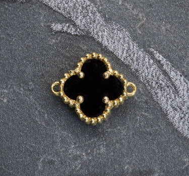 Herraje lucky clover piedra negra 0.8gr / 0.5cm / Oro Amarillo Nac B