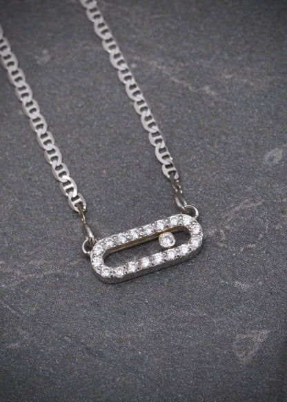 Cadena MK con swarovski blanco 2.05gr / Largo 45cm / Oro Blanco italy cte P