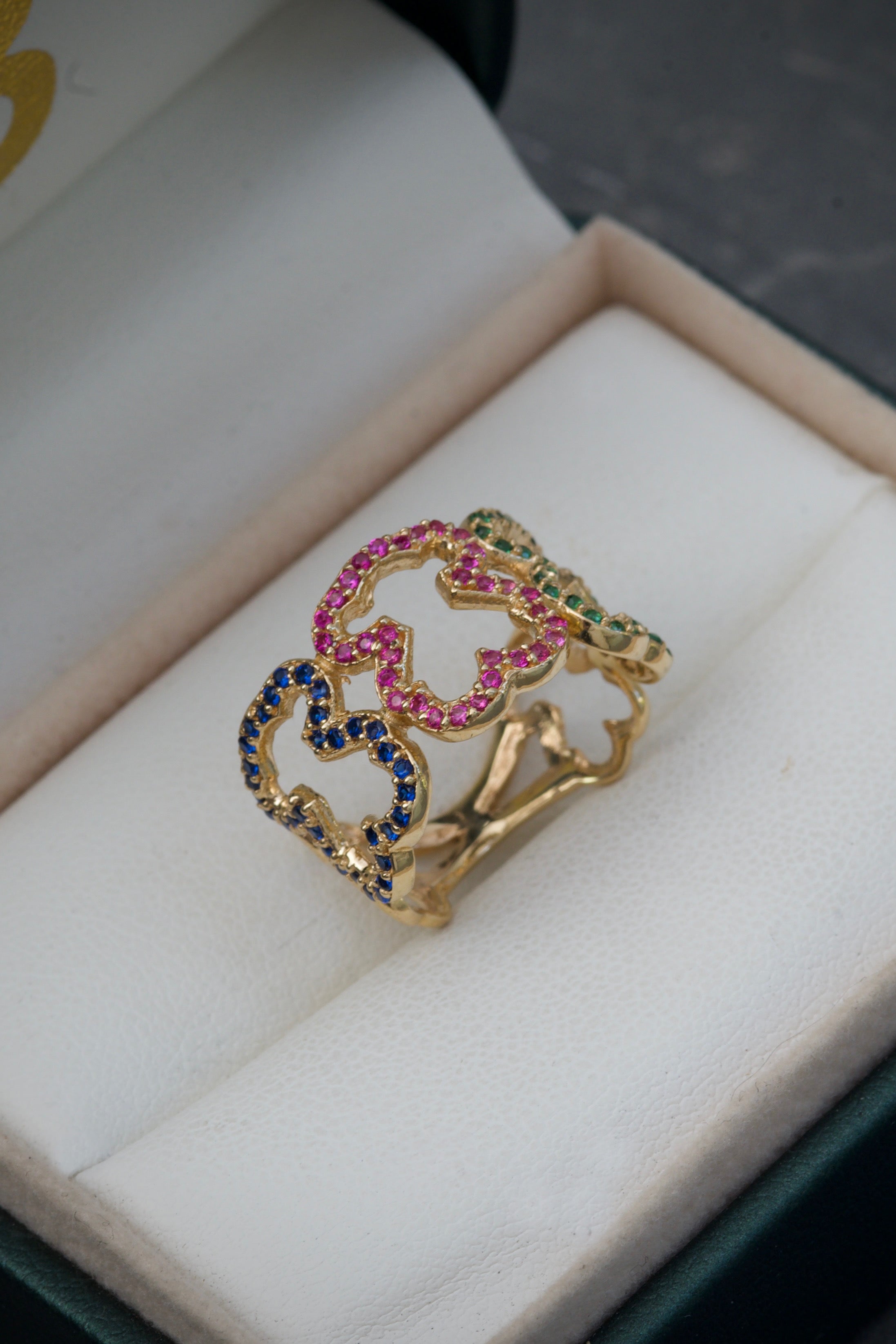 Anillo De Osos TH Con Swarovski Multicolor 4.4gr / Talla: 6 /  Oro Amarillo Nac M