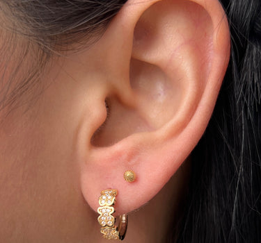 Candongas oso th con swarovski blanco 3.15gr / Largo 1.3cm / Oro Amarillo Nac P