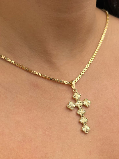 Dije cruz lucky clover diamantada 4.95gr / Largo 4.9cm / Oro Amarillo Nac P