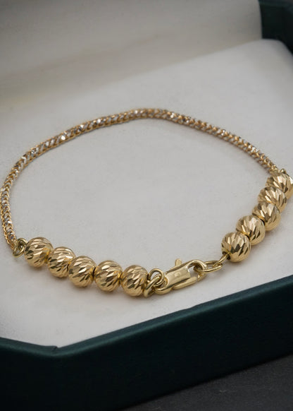 Pulso franco con pave y bolas diamantadas #6mm 6.7gr / Largo 18.5cm / Dos Oros italy +4 B