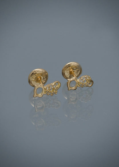 Topos gato con swarovski blanco 0.75gr / Largo 0.8cm / Oro Amarillo Nac M