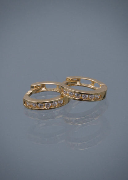 Candongas con Swarovski Blanco 1.25gr / 1cm / 2mm — Oro Amarillo