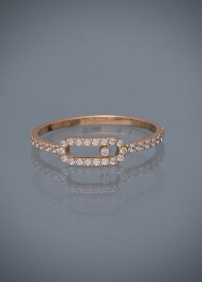 Anillo MK con swarovski blanco 1.3gr / TALLA 7 / Oro Rosado Nac B