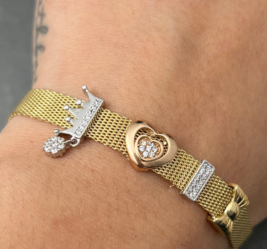 Pulso rustico con swarovski blanco 13.75gr / Largo 18.5cm / Tres Oros italy +2 M