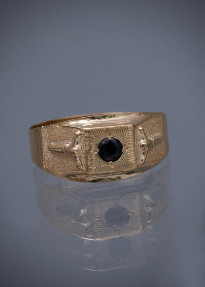 Anillo con swarovski negro 2gr / Talla 10 / Oro Amarillo Nac B