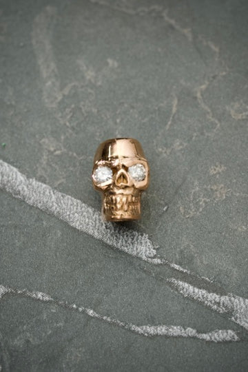 Herraje De Calavera Con Diamantes Blancos 15Pts 3.9gr / Largo 1.1cm / Oro Rosado (Joya) B