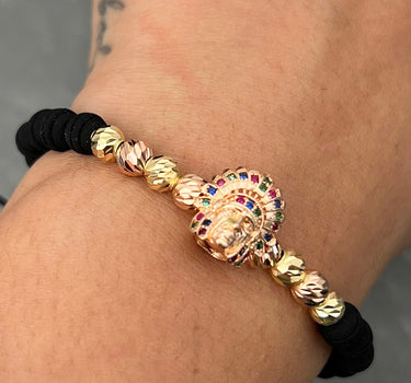 Pulsera en hilo negro con herraje de indio 3.55gr / Dos Oros (Joya) M