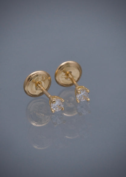 Topos con swarovski blanco 0.55gr / Largo 0.26cm / Oro Amarillo Nac*