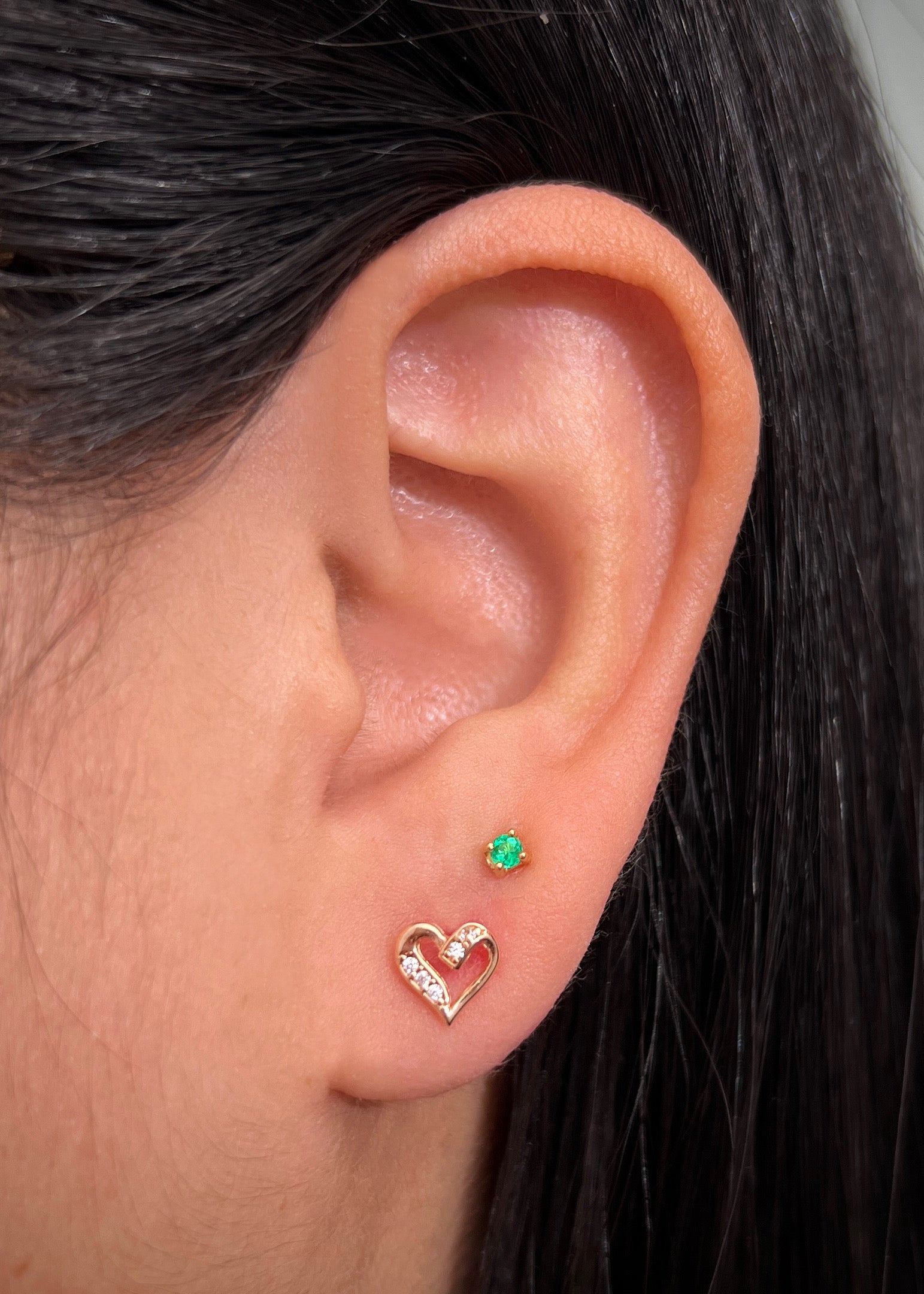 Topos corazon con swarovski blanco 0.85gr / Largo 0.67cm / Oro Rosado Nac M