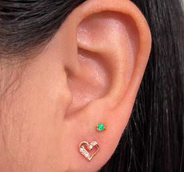 Topos corazon con swarovski blanco 0.85gr / Largo 0.67cm / Oro Rosado Nac M