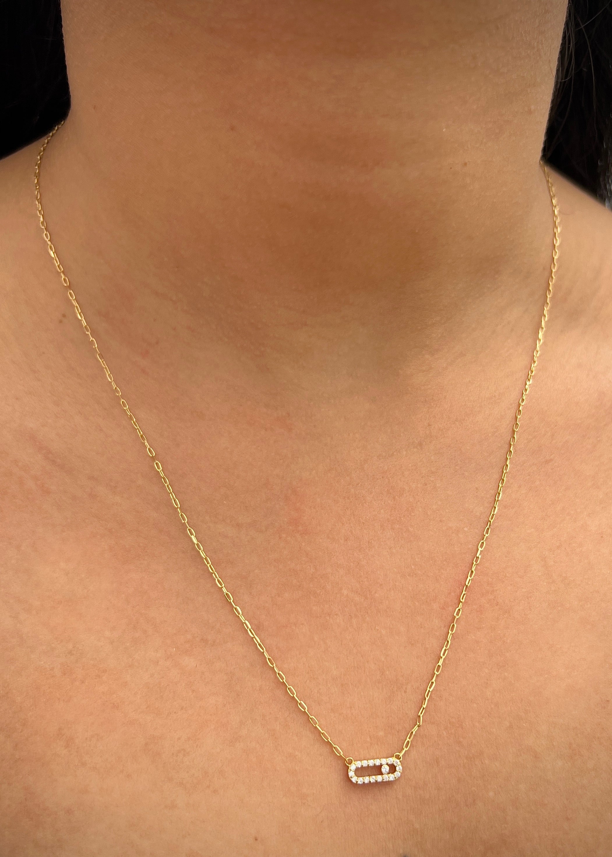 Cadena MK con swarovski blanco 2gr / Largo 50cm / Oro Amarillo italy cte P