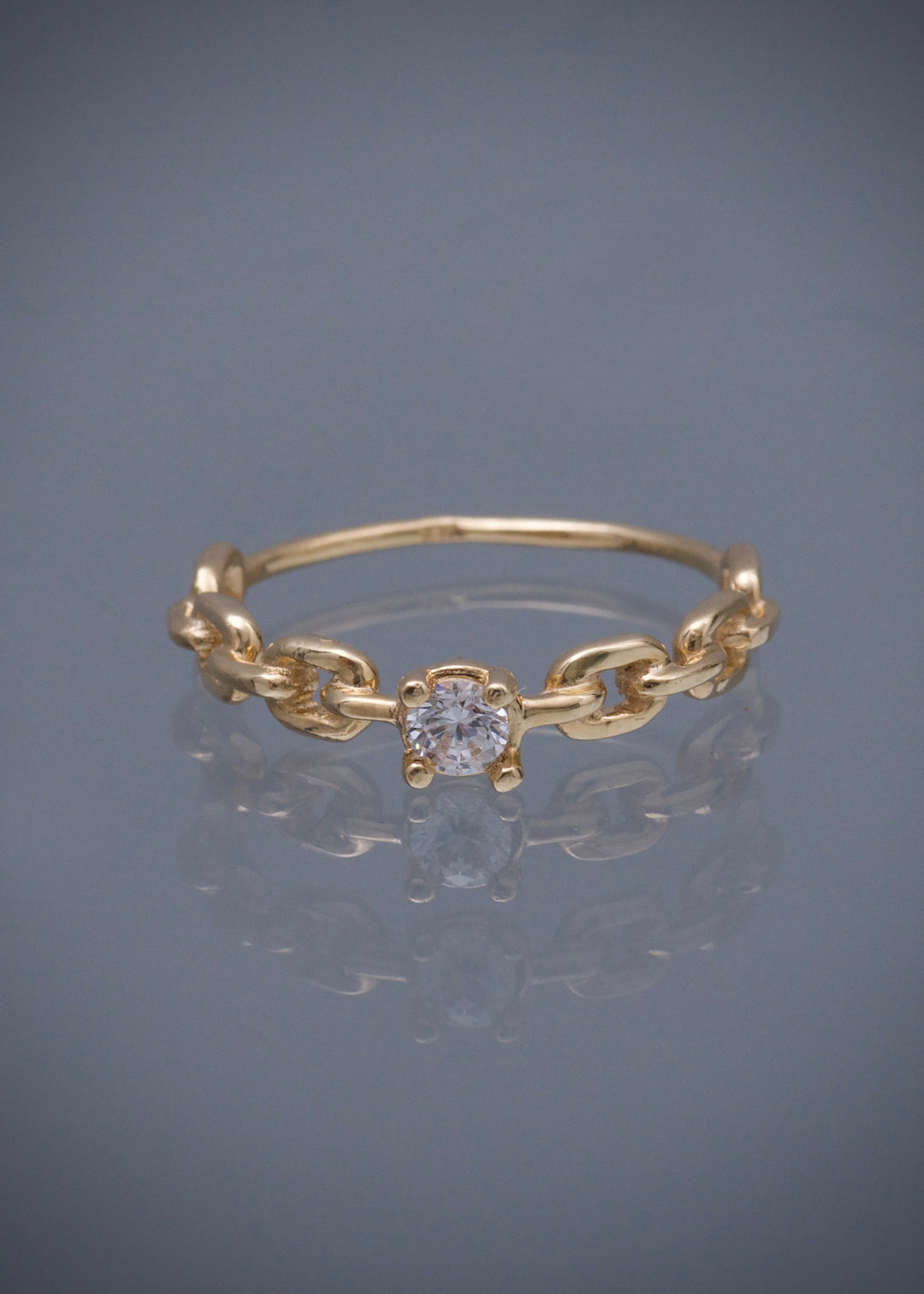 Solitario con swarovski blanco 1.9gr / Talla 7 1/4 — Oro Amarillo