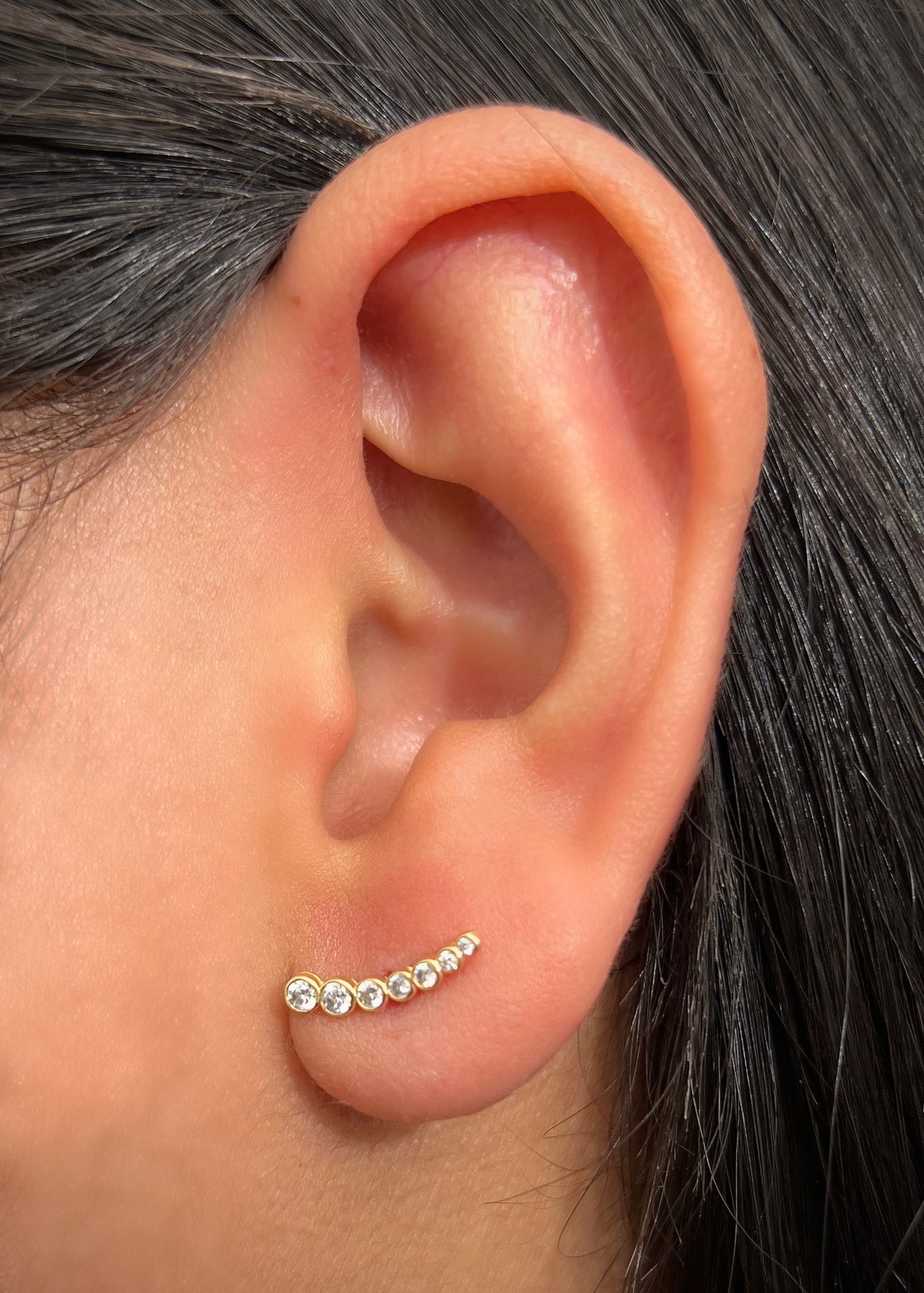 Topos con swarovski blanco 0.95gr / Largo 1.3cm / Oro Amarillo Nac B