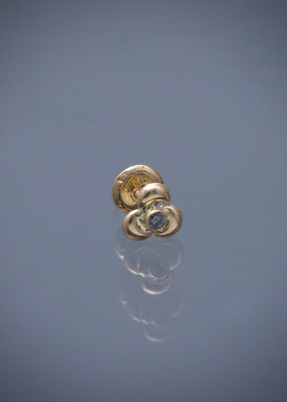 Unidad de  topo flor con swarovski blanco 0.35gr / Largo 0.67cm / Oro Amarillo Nac B