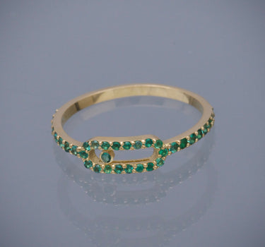 Anillo con 21pts de esmeraldas 1.3gr / TALLA 5 3/4 / Oro Amarillo (Joya) M