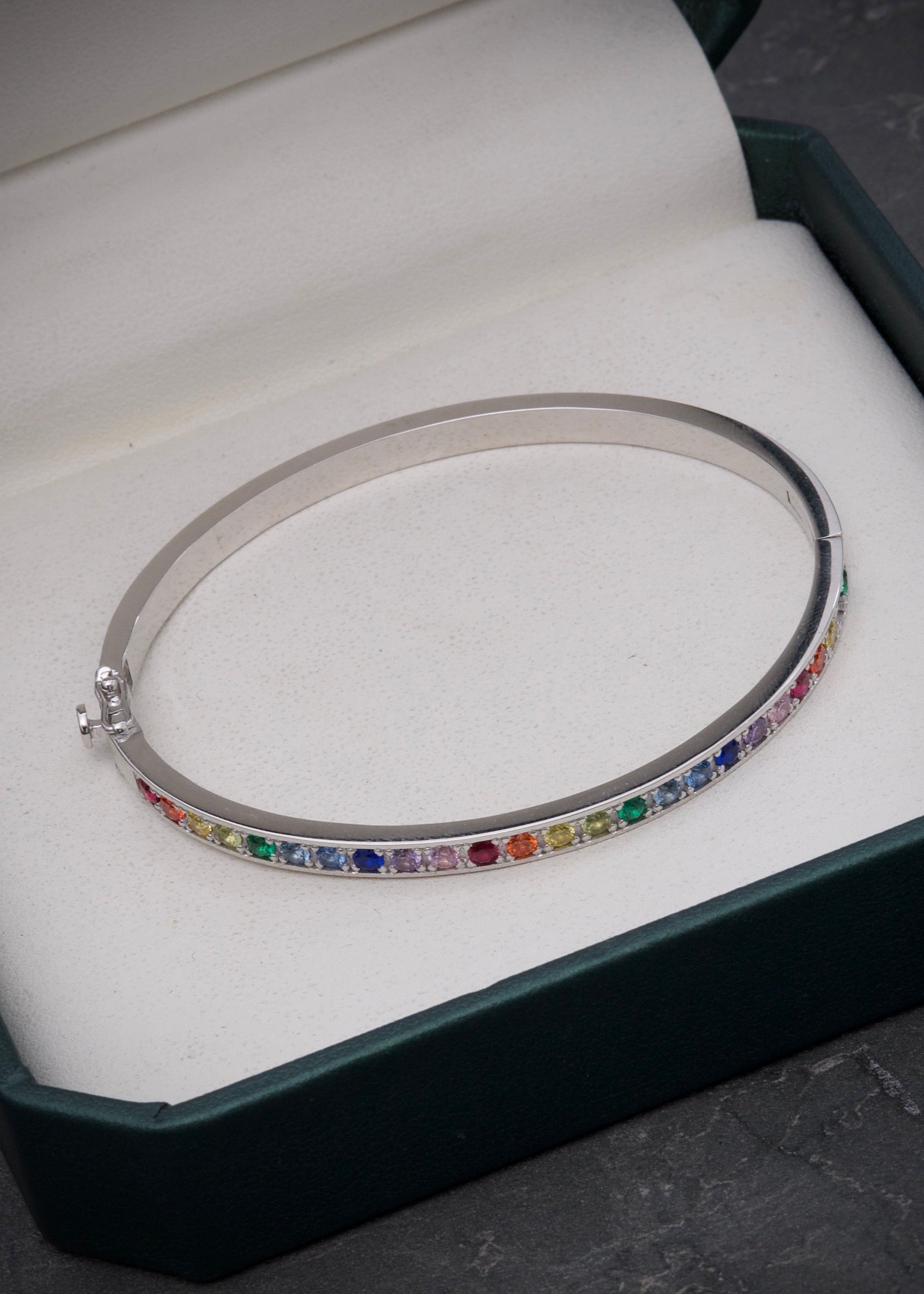 Pulso Aro Con Swarovski Multicolor 19.95gr / Largo 16.5cm / Oro Blanco Nac P