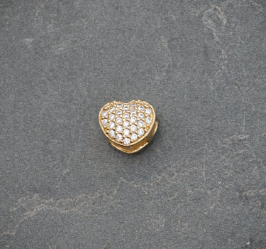 Herraje De Corazon Con Swarovski Blanco 1gr / Largo 0.7cm / Oro Amarillo Nac B